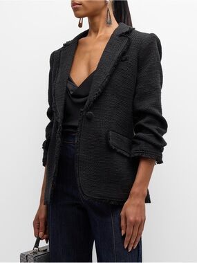 cinq à sept Khloe Black Bouclé Blazer Jacket